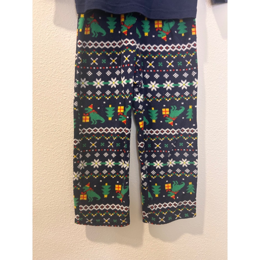 Cat Jack Kids 3T Navy Dinosaur Christmas Pajama Set Long Sleeve Pants - Picture 3 of 6